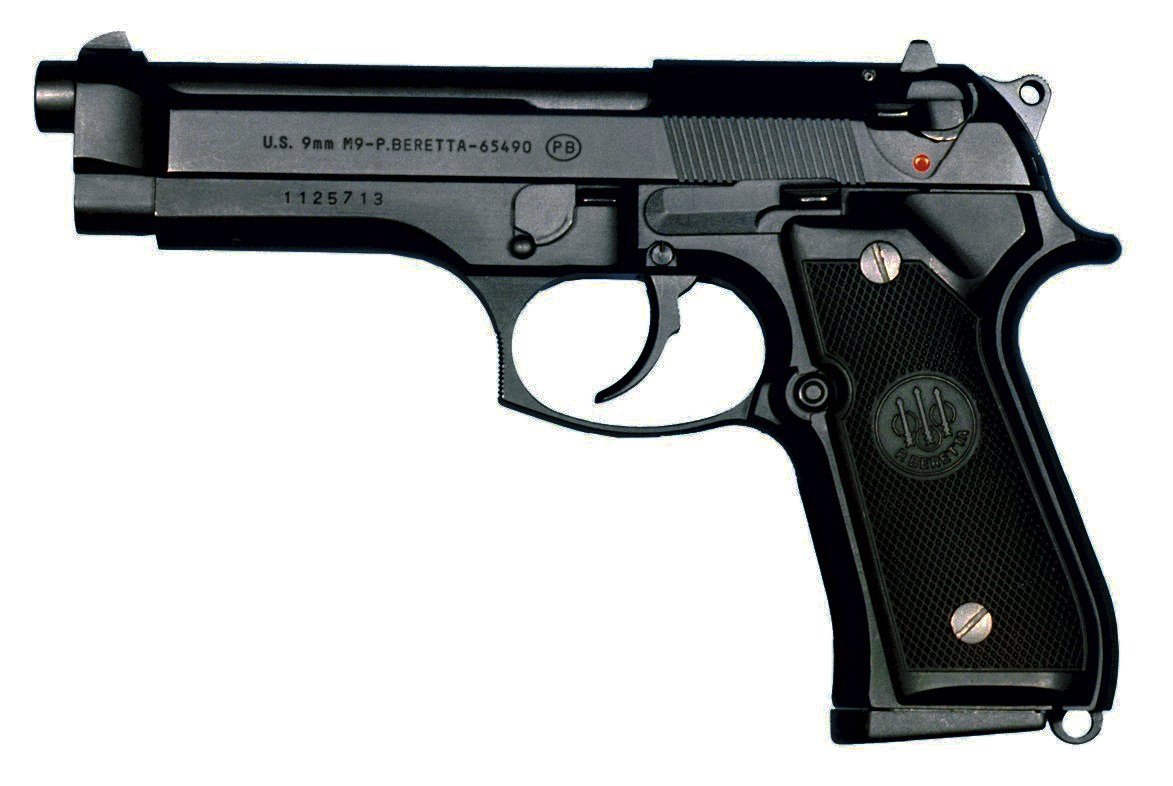 Pistola semiautomática sobre superfície neutra, ilustrando o registro de arma de fogo.